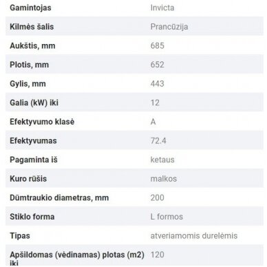 INVICTA 12kW kampinis židinys (su pasirinkimais) 3