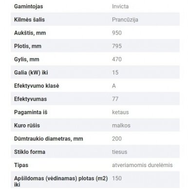 INVICTA 800 GRANDE VISION židinys tiesiu stiklu ir sklende 2