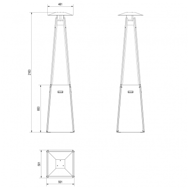 KRATKI UMBRELLA juodas dujinis lauko židinys 4