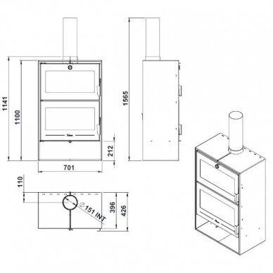 Plieninė krosnelė Lacunza Oslo 11,5kW 1