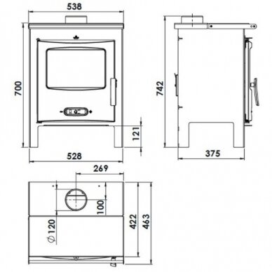 Plieninė krosnelė Lacunza Sagra CP, 9kW 1