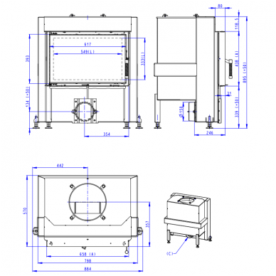 ROMOTOP DYNAMIC D3H01 (66.44) 11kW židinio ugniakuras 1