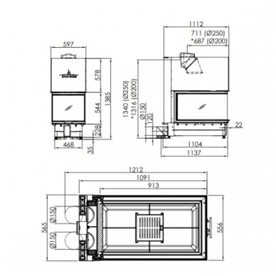 SPARTHERM ARTE U-90h-4S plieninis židinio ugniakuras 3