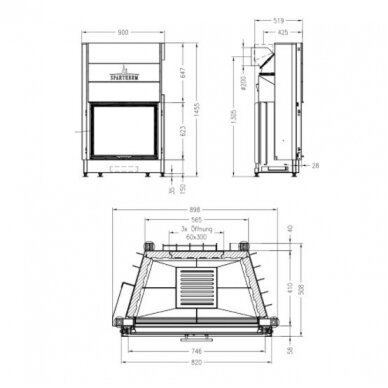 SPARTHERM VARIA S62,3h-4S plieninis židinio ugniakuras 2