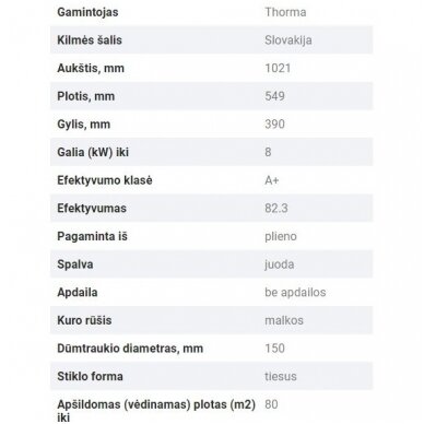 THORMA WIKANTICA plieninė krosnelė (su pasirinkimais) 4